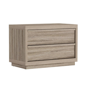English Elm Nightstand with Two Drawers Bleached Wood Grain Finish for Scandinavian Modern Bedroom Natural Oak B365P504388