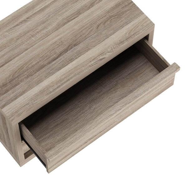 English Elm Nightstand with Two Drawers Bleached Wood Grain Finish for Scandinavian Modern Bedroom Natural Oak B365P504388