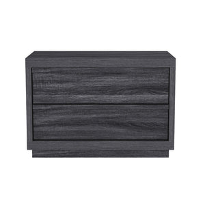English Elm Nightstand with Two Drawers Bleached Wood Grain Finish for Scandinavian Modern Bedroom Charcoal Gray B365P504389