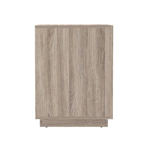 English Elm Nightstand with Two Drawers Handleless Oak Laminate Scandinavian Minimalist Bedroom Natural Oak B365P504394