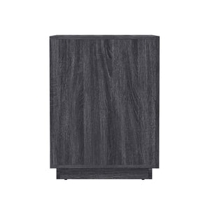 English Elm Nightstand with Two Drawers Handleless Oak Laminate Scandinavian Minimalist Bedroom Charcoal Gray B365P504395