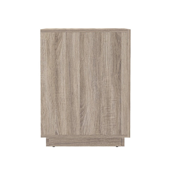 English Elm Nightstand with Open Cubby and Flush Drawer for Minimalist Scandinavian Bedroom Decor Natural Oak B365P504397