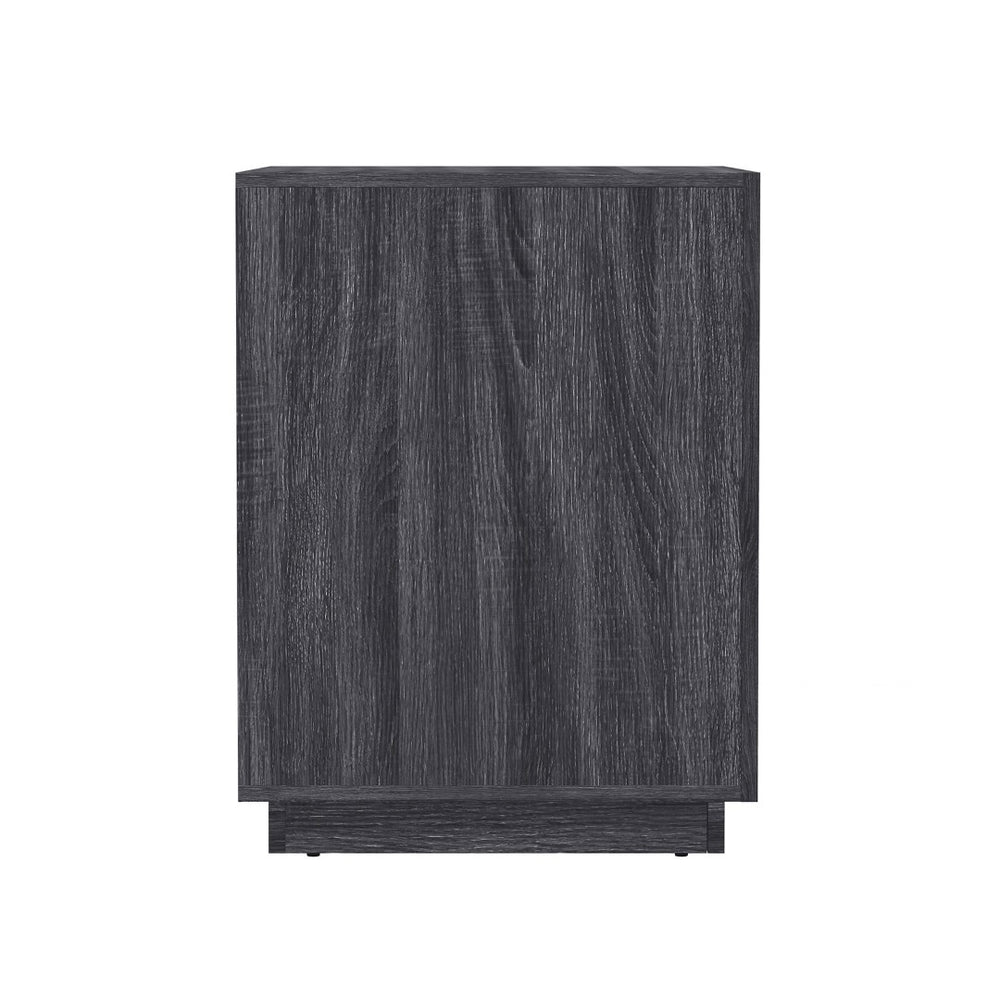 English Elm Nightstand with Open Cubby and Flush Drawer for Minimalist Scandinavian Bedroom Decor Charcoal Gray B365P504398