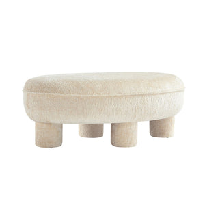 English Elm Accent Ottoman Chenille Upholstered Rectangular Living Room Centerpiece with Chunky Legs Cream B365P504399