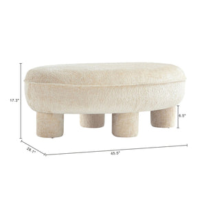 English Elm Accent Ottoman Chenille Upholstered Rectangular Living Room Centerpiece with Chunky Legs Cream B365P504399