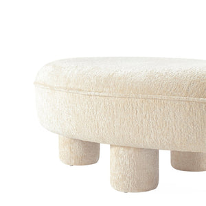 English Elm Accent Ottoman Chenille Upholstered Rectangular Living Room Centerpiece with Chunky Legs Cream B365P504399