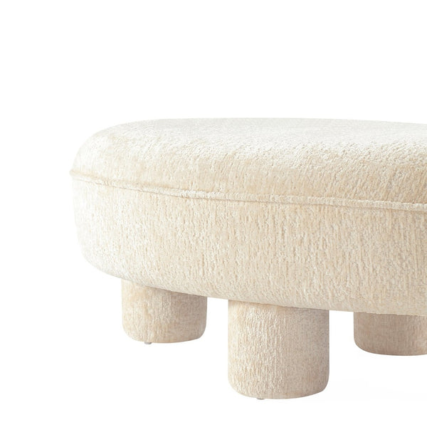 English Elm Accent Ottoman Chenille Upholstered Rectangular Living Room Centerpiece with Chunky Legs Cream B365P504399