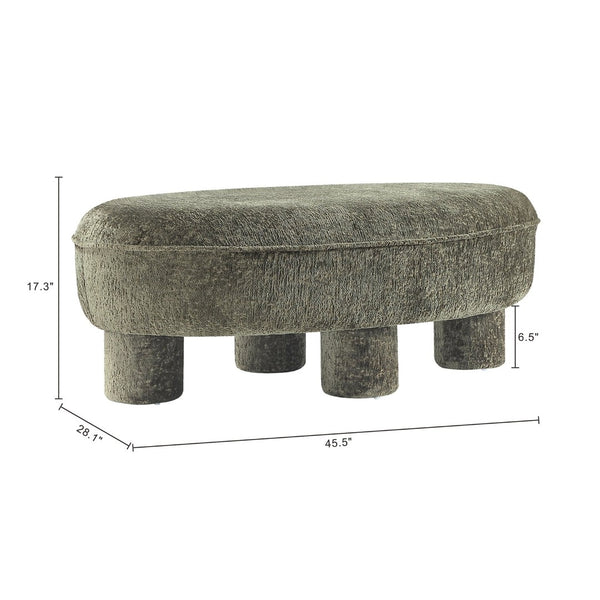English Elm Accent Ottoman Chenille Upholstered Rectangular Living Room Centerpiece with Chunky Legs Olive Green B365P504400
