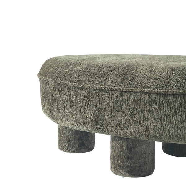English Elm Accent Ottoman Chenille Upholstered Rectangular Living Room Centerpiece with Chunky Legs Olive Green B365P504400
