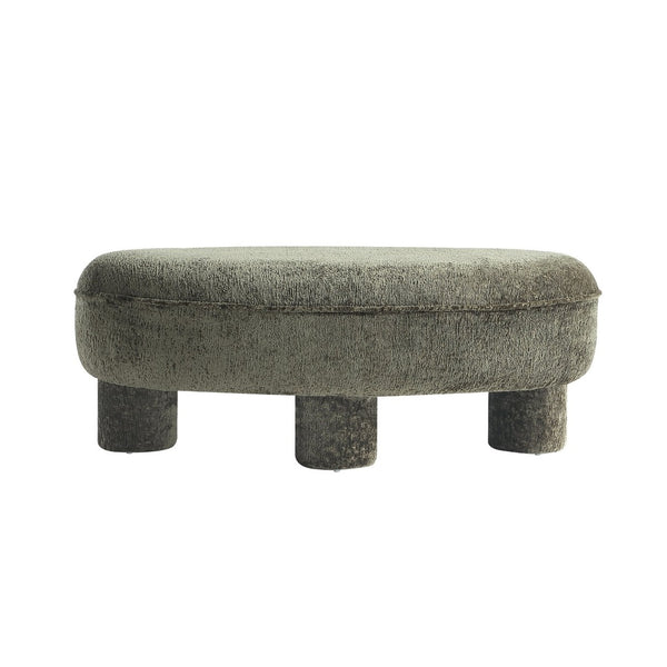 English Elm Accent Ottoman Chenille Upholstered Rectangular Living Room Centerpiece with Chunky Legs Olive Green B365P504400