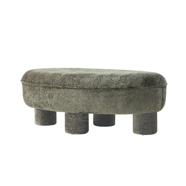 English Elm Accent Ottoman Chenille Upholstered Rectangular Living Room Centerpiece with Chunky Legs Olive Green B365P504400