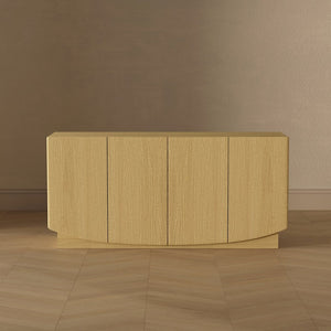 English Elm Sideboard with Push Open Doors Natural Wood Grain Laminate Contemporary Dining Storage Oak B365P504401