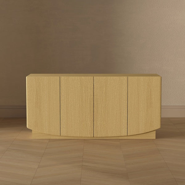 English Elm Sideboard with Push Open Doors Natural Wood Grain Laminate Contemporary Dining Storage Oak B365P504401