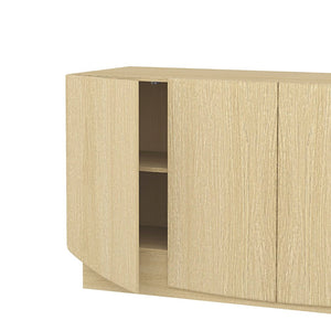English Elm Sideboard with Push Open Doors Natural Wood Grain Laminate Contemporary Dining Storage Oak B365P504401