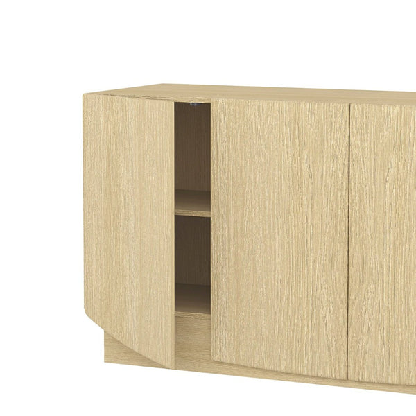 English Elm Sideboard with Push Open Doors Natural Wood Grain Laminate Contemporary Dining Storage Oak B365P504401