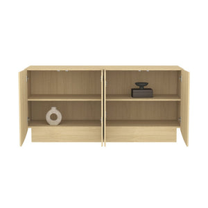 English Elm Sideboard with Push Open Doors Natural Wood Grain Laminate Contemporary Dining Storage Oak B365P504401