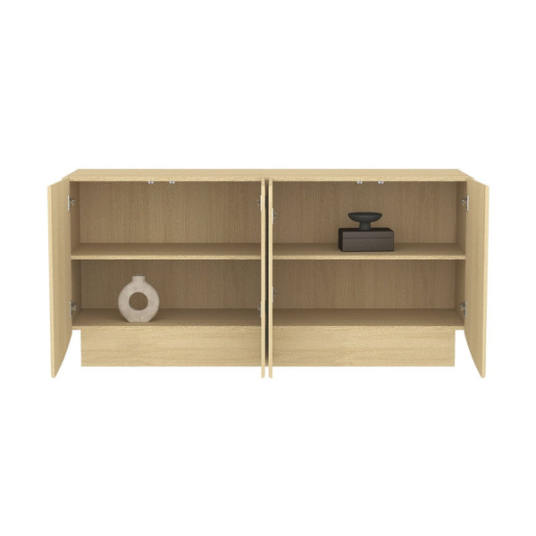 English Elm Sideboard with Push Open Doors Natural Wood Grain Laminate Contemporary Dining Storage Oak B365P504401