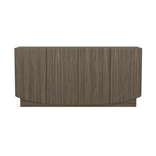 English Elm Sideboard with Push Open Doors Natural Wood Grain Laminate Contemporary Dining Storage Walnut B365P504403