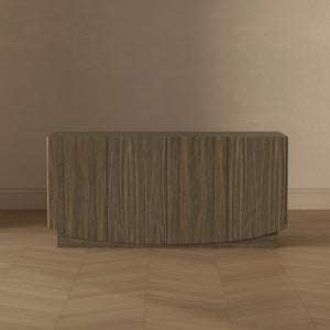 English Elm Sideboard with Push Open Doors Natural Wood Grain Laminate Contemporary Dining Storage Walnut B365P504403