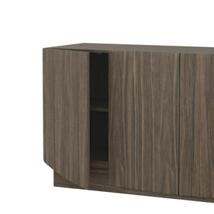 English Elm Sideboard with Push Open Doors Natural Wood Grain Laminate Contemporary Dining Storage Walnut B365P504403