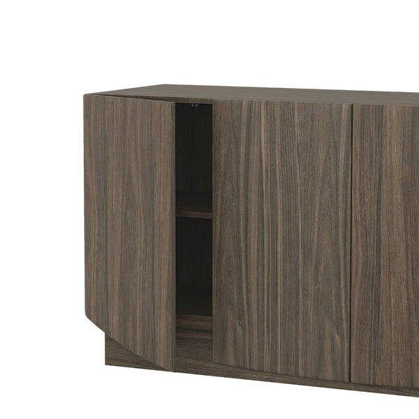 English Elm Sideboard with Push Open Doors Natural Wood Grain Laminate Contemporary Dining Storage Walnut B365P504403