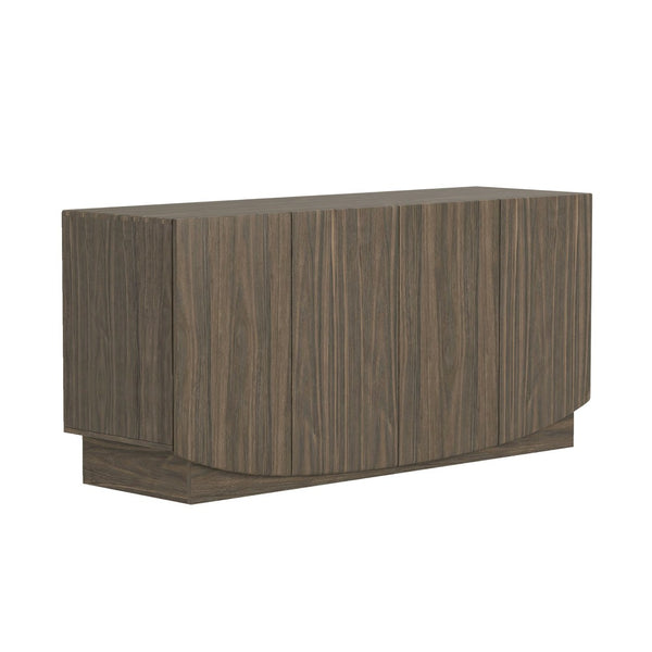 English Elm Sideboard with Push Open Doors Natural Wood Grain Laminate Contemporary Dining Storage Walnut B365P504403