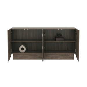 English Elm Sideboard with Push Open Doors Natural Wood Grain Laminate Contemporary Dining Storage Walnut B365P504403