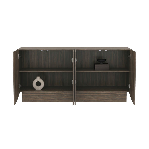 English Elm Sideboard with Push Open Doors Natural Wood Grain Laminate Contemporary Dining Storage Walnut B365P504403