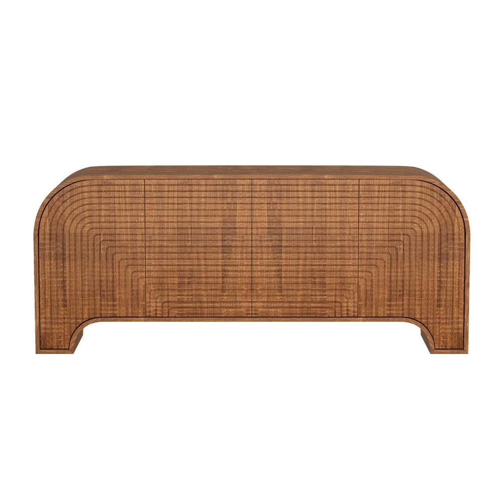 English Elm Sideboard Solid Walnut Wide Storage Cabinet with Arched Base for Dining Rooms B365P504404