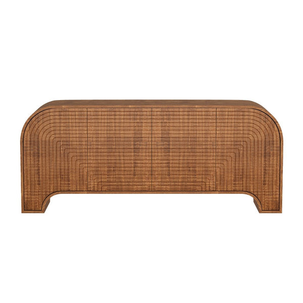 English Elm Sideboard Solid Walnut Wide Storage Cabinet with Arched Base for Dining Rooms B365P504404