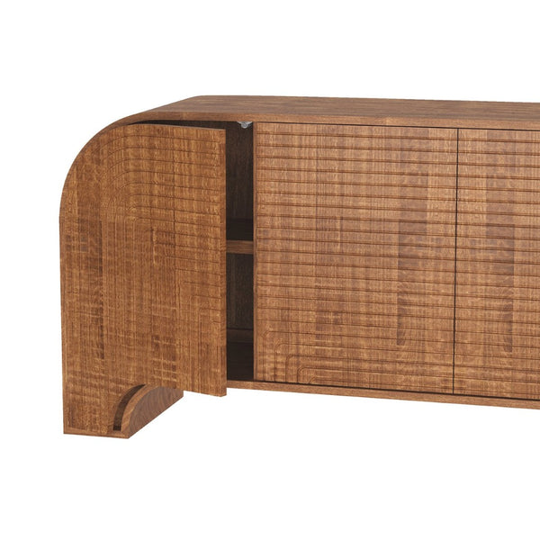 English Elm Sideboard Solid Walnut Wide Storage Cabinet with Arched Base for Dining Rooms B365P504404