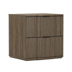 English Elm Nightstand with Sculpted Drawer Fronts Natural Wood and Gold Accents Bedroom Accent Walnut+Black B365P504407