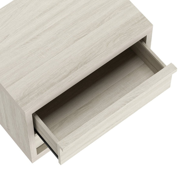 English Elm Nightstand with Two Smooth Drawers Organic Wood Look Finish for Modern Bedroom Decor Whitewashed Oak B365P504881