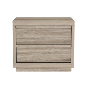 English Elm Nightstand with Two Smooth Drawers Organic Wood Look Finish for Modern Bedroom Decor Natural Oak B365P504882