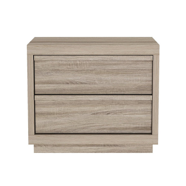 English Elm Nightstand with Two Smooth Drawers Organic Wood Look Finish for Modern Bedroom Decor Natural Oak B365P504882