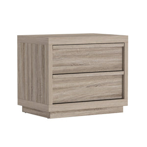 English Elm Nightstand with Two Smooth Drawers Organic Wood Look Finish for Modern Bedroom Decor Natural Oak B365P504882