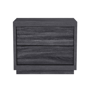 English Elm Nightstand with Two Smooth Drawers Organic Wood Look Finish for Modern Bedroom Decor Charcoal Gray B365P504883