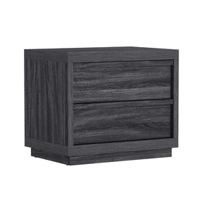 English Elm Nightstand with Two Smooth Drawers Organic Wood Look Finish for Modern Bedroom Decor Charcoal Gray B365P504883