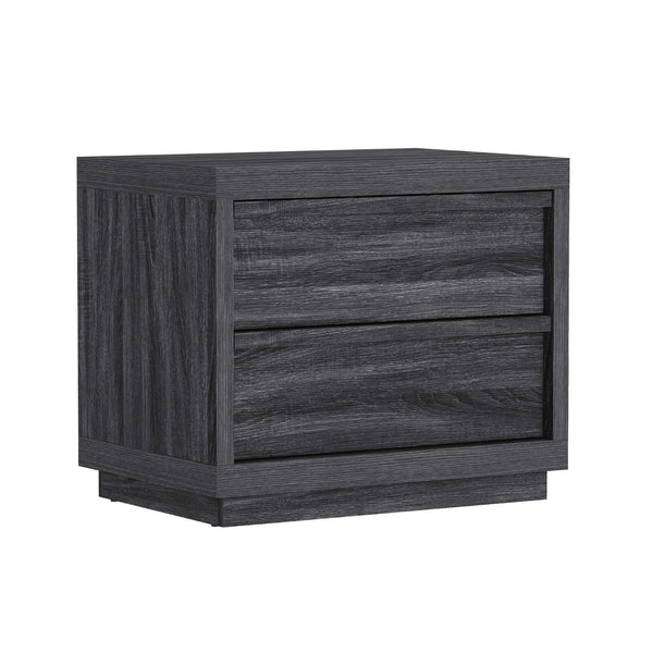 English Elm Nightstand with Two Smooth Drawers Organic Wood Look Finish for Modern Bedroom Decor Charcoal Gray B365P504883