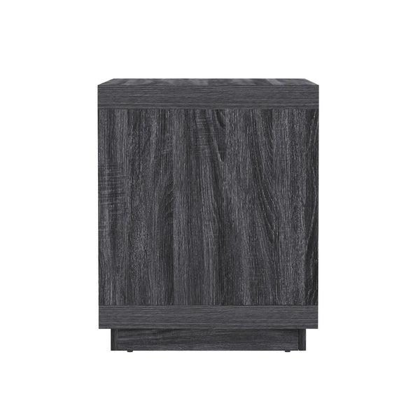 English Elm Nightstand with Two Smooth Drawers Organic Wood Look Finish for Modern Bedroom Decor Charcoal Gray B365P504883
