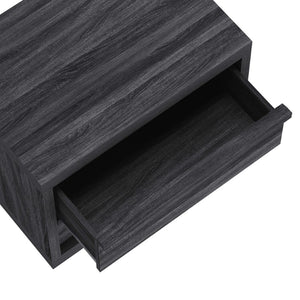English Elm Nightstand with Two Smooth Drawers Organic Wood Look Finish for Modern Bedroom Decor Charcoal Gray B365P504883