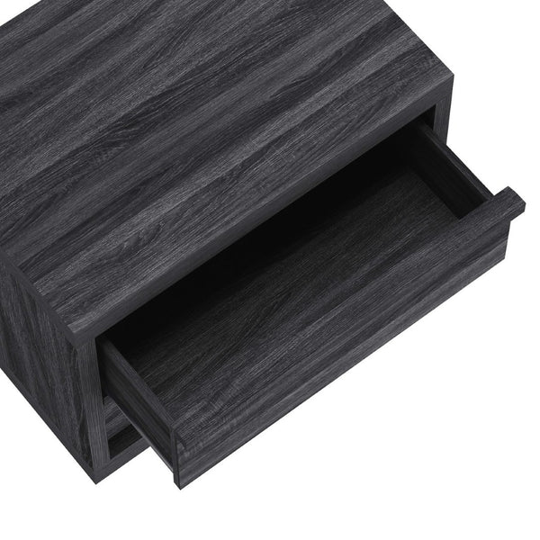 English Elm Nightstand with Two Smooth Drawers Organic Wood Look Finish for Modern Bedroom Decor Charcoal Gray B365P504883