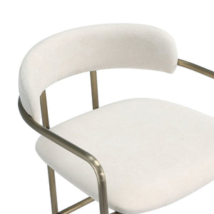 English Elm Barstool with Upholstered Seat and Steel Frame for Kitchen Islands or Home Bars Alabaster B365P509081