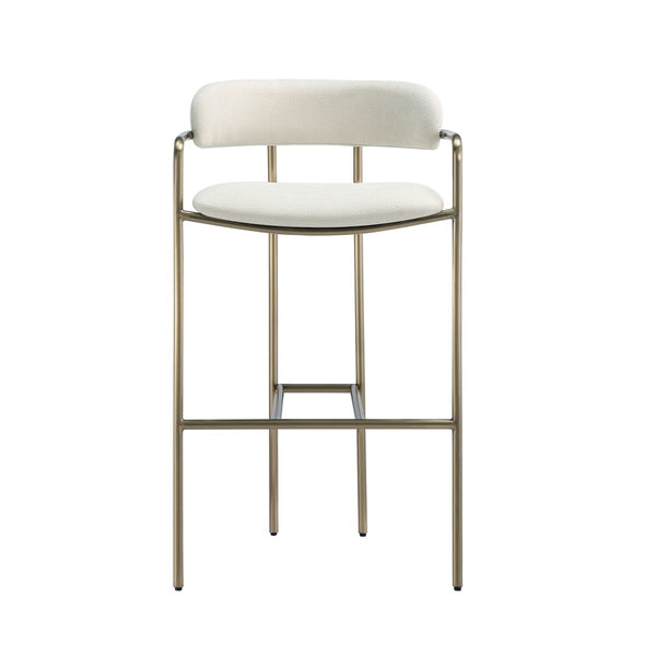 English Elm Barstool with Upholstered Seat and Steel Frame for Kitchen Islands or Home Bars Alabaster B365P509081