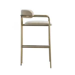 English Elm Barstool with Upholstered Seat and Steel Frame for Kitchen Islands or Home Bars Taupe B365P509082