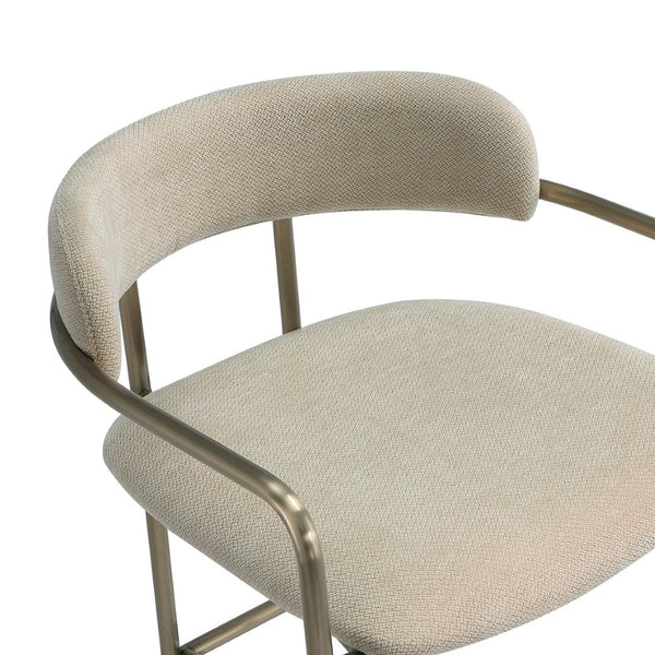 English Elm Barstool with Upholstered Seat and Steel Frame for Kitchen Islands or Home Bars Taupe B365P509082