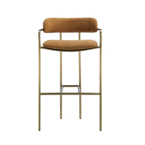 English Elm Barstool with Upholstered Seat and Steel Frame for Kitchen Islands or Home Bars Turmeric B365P509083