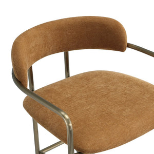 English Elm Barstool with Upholstered Seat and Steel Frame for Kitchen Islands or Home Bars Turmeric B365P509083
