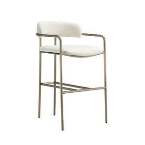 English Elm Counter Stool with Stainless Steel Frame Upholstered Seat for Kitchen Island Dining Alabaster B365P509084
