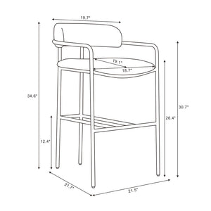 English Elm Counter Stool with Stainless Steel Frame Upholstered Seat for Kitchen Island Dining Alabaster B365P509084